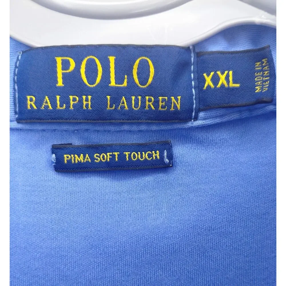 Polo Ralph Lauren Pima Soft Touch Polo Shirt Men’s XXL Blue Orange Pony Pristine